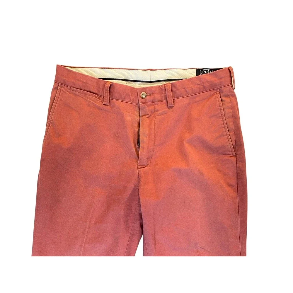 Polo Ralph Lauren Classic Fit Pants 34x32 Coral Red Flawed Stretch Cotton Preppy